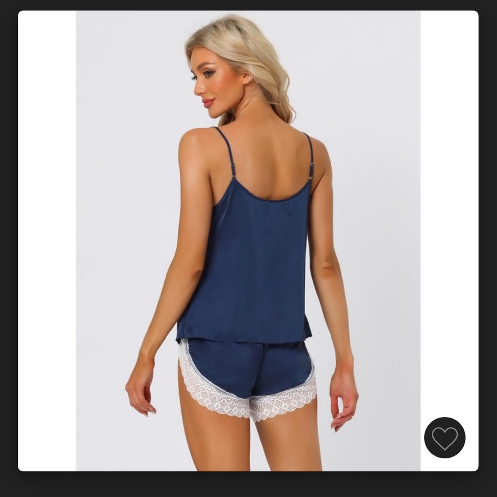 NWT Target Chinese Satin Navy Pajama Short Lounge Set NWT - Picture 2 of 5